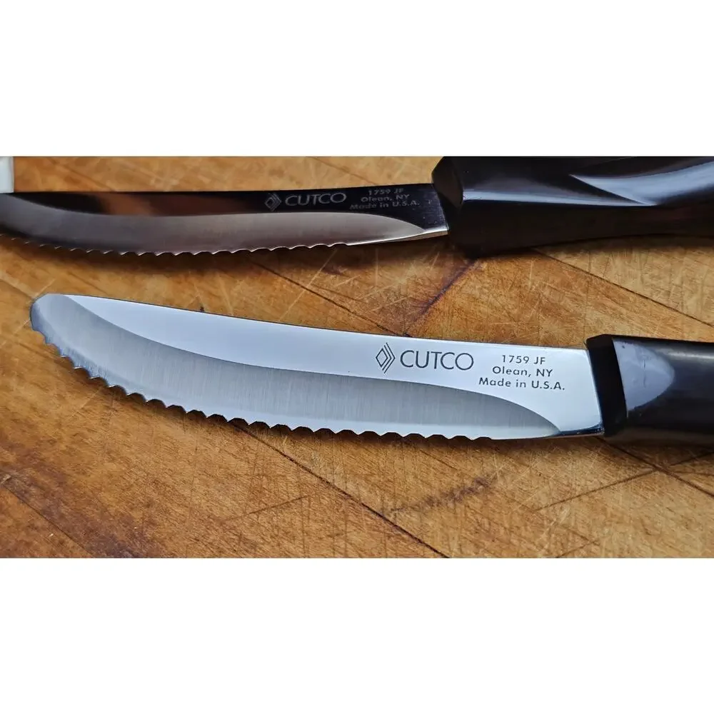 Set of 4 Cutco 1759 Table Knives Double-D Edge Classic Dark Swirl TH Marked USA